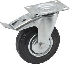Zdjęcie Koło skrętne gumowe 160 mm czarne z hamulcem AWTOOLS (AW23325) - Łapy
