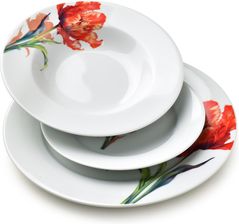 Zdjęcie LEA TULIP Komplet Obiadowy 18 El. Porcelana Czerwony (HTTF9727SR003HY7) - Głogów Małopolski