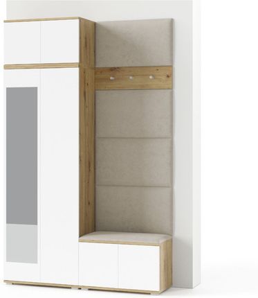 PKmebel Garderoba Z Lustrem Sevilla 2 Dąb Artisan/Biały Siedzisko CK26097