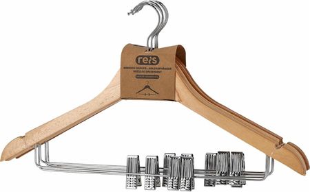 R.E.I.S. Wieszak drewniany na ubrania naturalne drewno (HANGERWOODMC072)