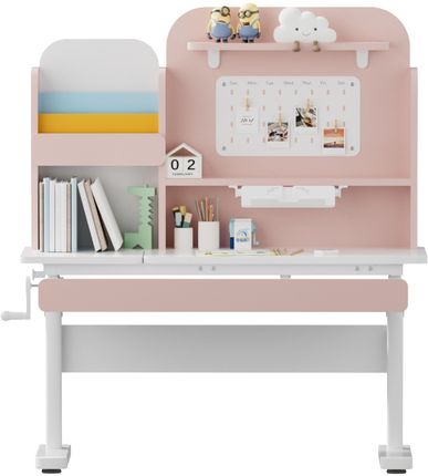 SPACETRONIK SPE-X114P biurko dziecięce regulowane 120x60cm z nadstawką i pochylanym blatem na korbkę, różowe