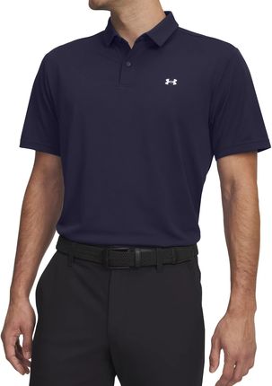 Koszulka termoaktywna polo Under Armour Tee To Green Pique - Navy Blue/White