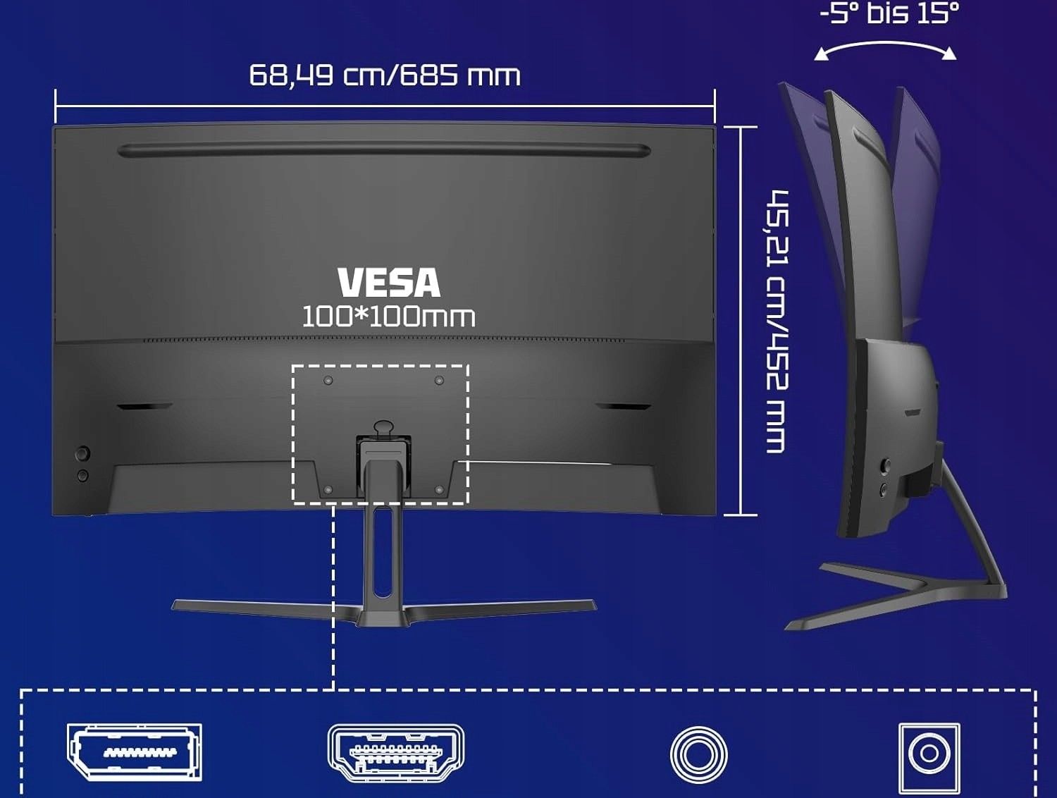 Monitor Amzfast Zakrzywiony monitor gamingowy 27 240 Hz (DP) FHD ...