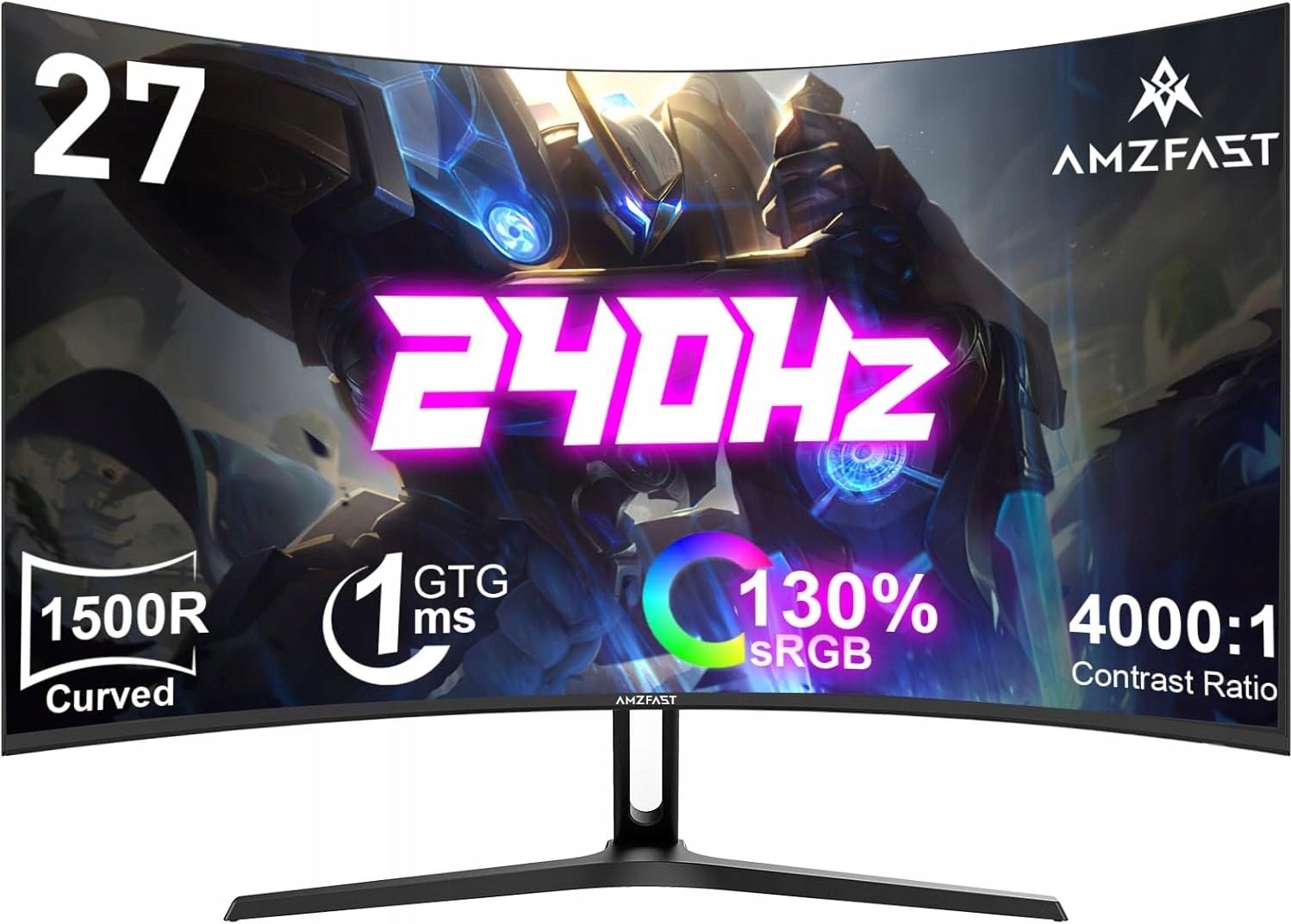 Monitor Amzfast Zakrzywiony monitor gamingowy 27 240 Hz (DP) FHD ...