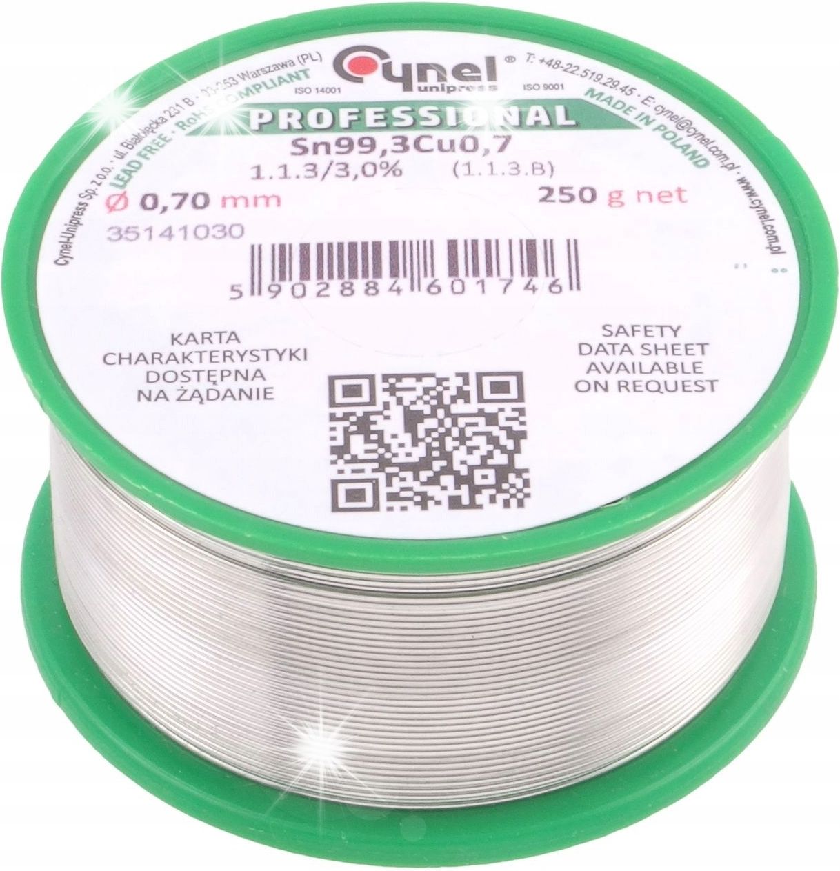 Sw32 Cynel Cyna Bezołowiowa Do Lutowania Z Topnikiem Sw32 0,7Mm 250G Cyna ...