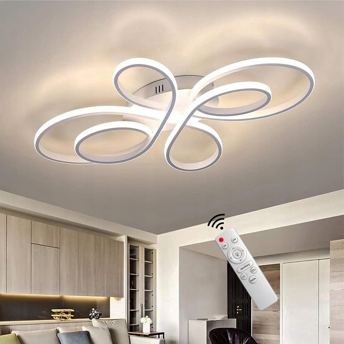 Lampa Sufitowa Ceiling Light LED ściemnialna 80cm biały panel z pilotem ...