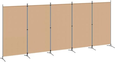 vidaXL Parawan 5 Panelowy Beżowy 433X180cm Tkanina (8721451243083)