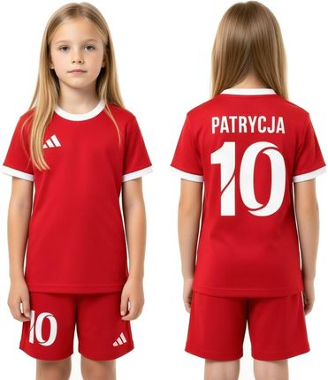 Strój Piłkarski ADIDAS 2w1 dla Dziewczynki Chłopca TWÓJ NAPIS Czerwony