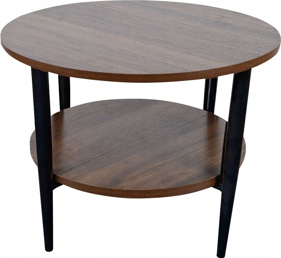 Stolik kawowy AGTRADE FURNITURE Metal Orzech Industrialny Okrągły