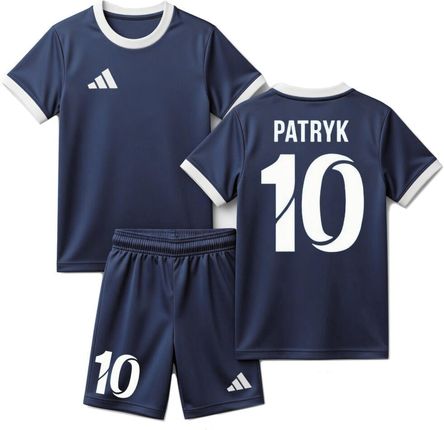Strój Piłkarski ADIDAS 2w1 dla Dziewczynki Chłopca TWÓJ NAPIS Granatowy