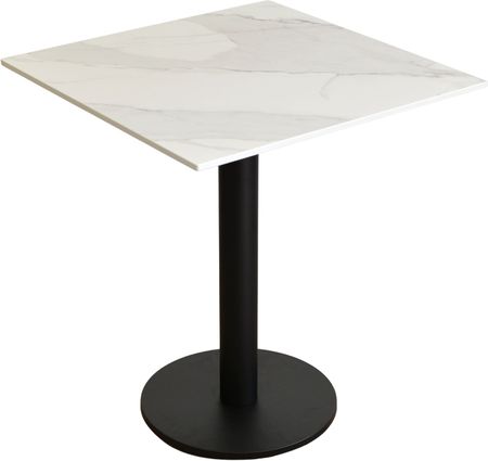 Stolik do kawiarni KOLM Calacatta Olympus wodoodporny blat HPL 12mm kwadratowy 75x75 podstawa okrągła 5908042690508