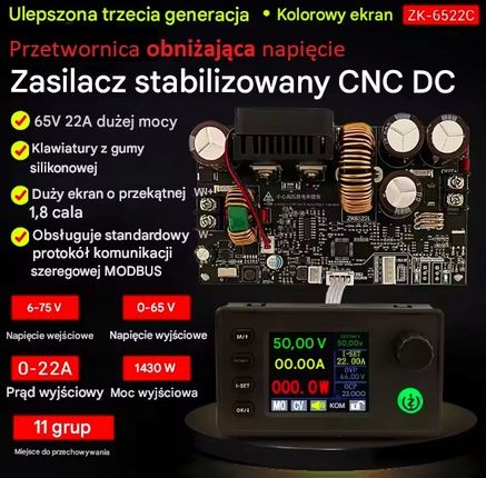 Zasilacz laboratoryjny cyfrowy 20A 1200W (ZK6522C, XY6020L