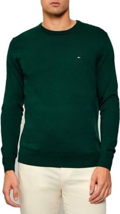 Tommy Hilfiger Męski Essential SSNL Bawełniany Okrągły Dekolt MW0MW39999 Sweter Sweter, Zielony, XL, Zielony (ozdobny zielony wrzos), XL