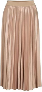 Vila Nitban Coated Pleated Midi Skirt, Sandshell., M