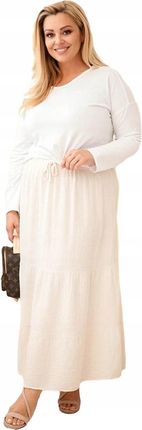 Beżowa spódnica damska Plus Size bawełniana z falbaną