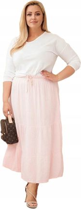 Cukierkowy róż spódnica damska Plus Size bawełniana z falbaną