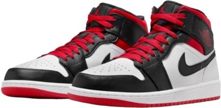 Air Jordan 1 Mid Black Toe Medium Red Collar