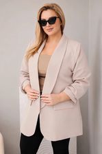 Zdjęcie Marynarka damska Plus Size elegancka ciemno beżowa - Aleksandrów Łódzki