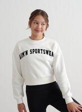 Zdjęcie Dziewczęca bluza dresowa, miękka, pudełkowy krój Young Varsity ecru - Warka