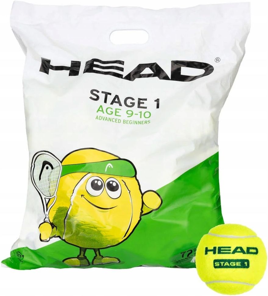 Zdjęcie Head Piłki Tenisowe Dziecięce Stage 1 Green Polybag Worek X72 - Warszawa