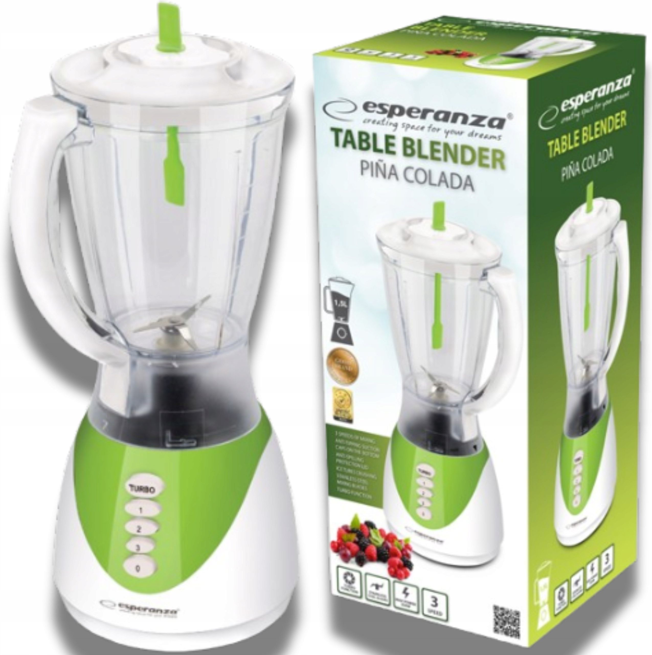 Esperanza Blender Kielichowy 1 5L Kuchenny Mikser Do Koktajli Smoothie Owoców Turbo