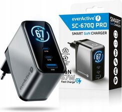Zdjęcie Everactive Ładowarka sieciowa GaN wyświetlacz LCD SC-670Q Pro Usb-c Usb 67W - Dębno