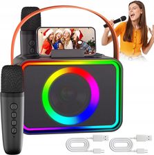 Karaoke Bluetooth Z 2 Mikrofonami Głośnik 10W Led Party Muzyka Hd