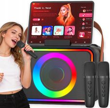 Zestaw Do Karaoke Bluetooth Bezprzewodowy Głośnik 2 Mikrofony