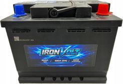 Ironvolt Akumulator Samochodowy Agm 12V 60Ah 680A P+ Start Stop