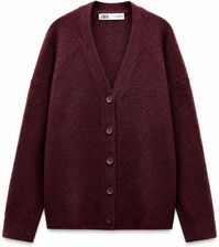 Zdjęcie KARDIGAN DAMSKI BORDOWY ROZMIAR XL ZARA - Skępe