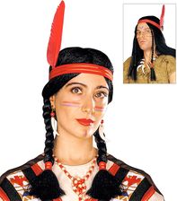 Zdjęcie Peruka Indianka Warkocze Pocahontas z Opaską I Z Piórem Apacz - Oława