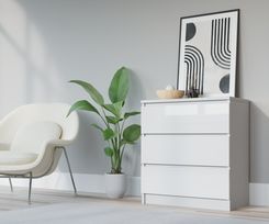 Zdjęcie 3xE Living Komoda 3 Szuflady Biały/Biały Połysk 5904184888902 - Bartoszyce