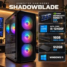 Zdjęcie Komputer gamingowy Shadowblade Intel i5-12400F, RTX 5060 Ti 8GB DLSS 5, DDR4, SSD, Win11 - Łódź
