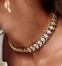Zdjęcie Shining Summer Choker Złoty Geometryczny Z Kryształkami Ns0415 - Trzebinia