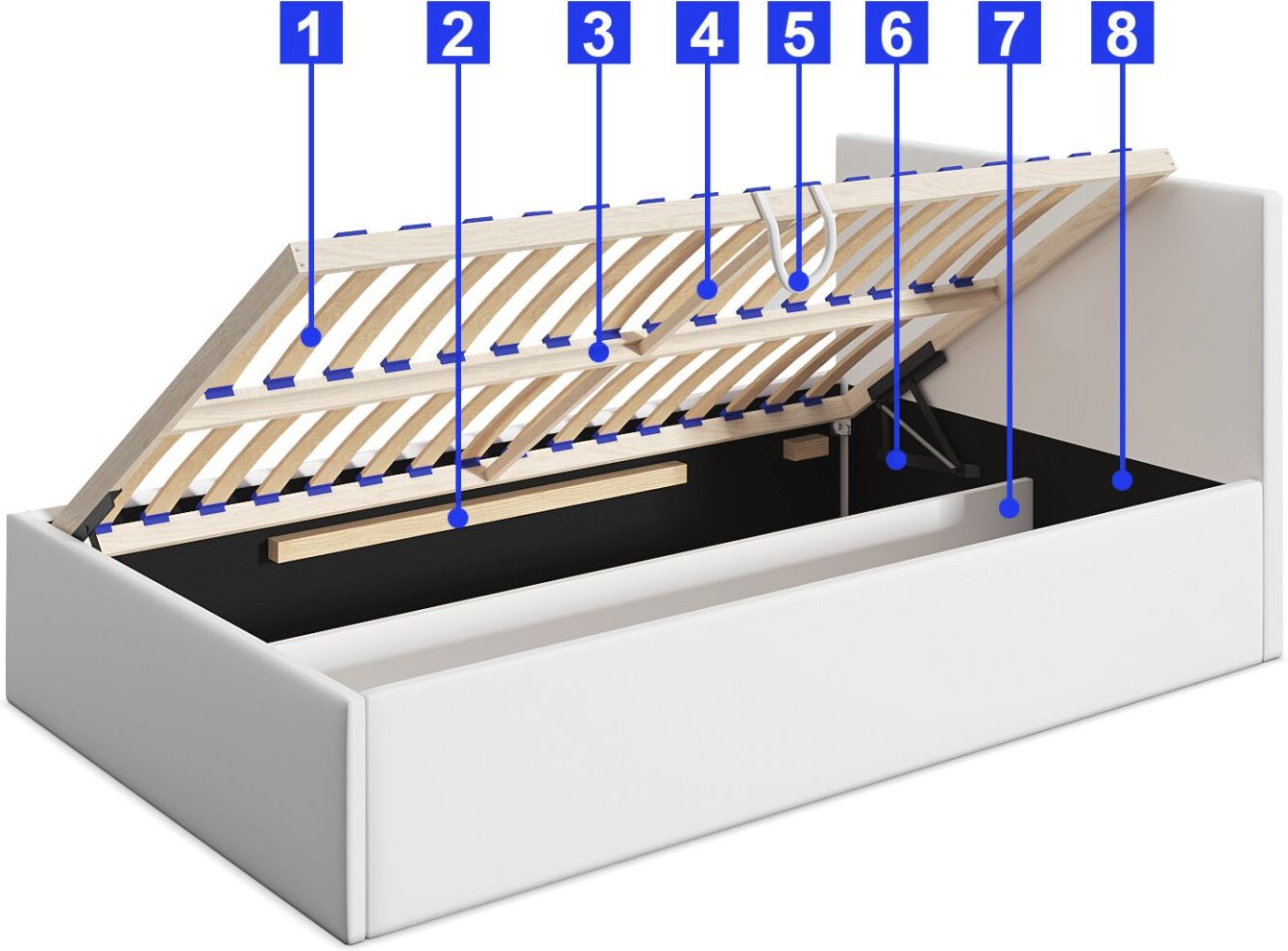 Basic Pl Belvedo Basic Asti Łóżko młodzieżowe Różowy 120x200 z pojemnikiem na ...
