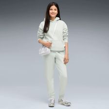 Zdjęcie Dres damski PUMA zielony Fleece Essentials z kapturem - Dobra