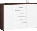Komoda 4 szuflady, 2 drzwi 110x80x35 cm Biały/Wenge KOMMK45WENWEIPK