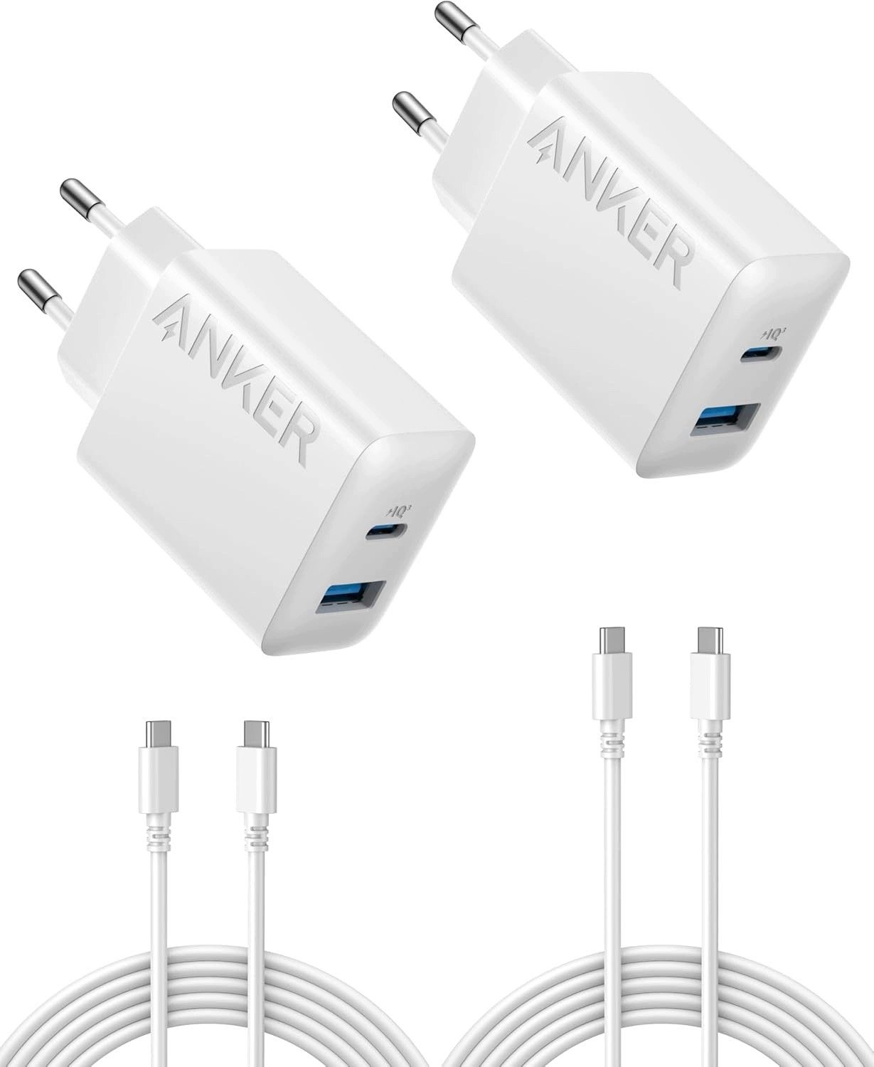 Porty Ładowarka do telefonu Anker Ładowarka Usb-C 20W Pd Dwie Porty Kabel ...