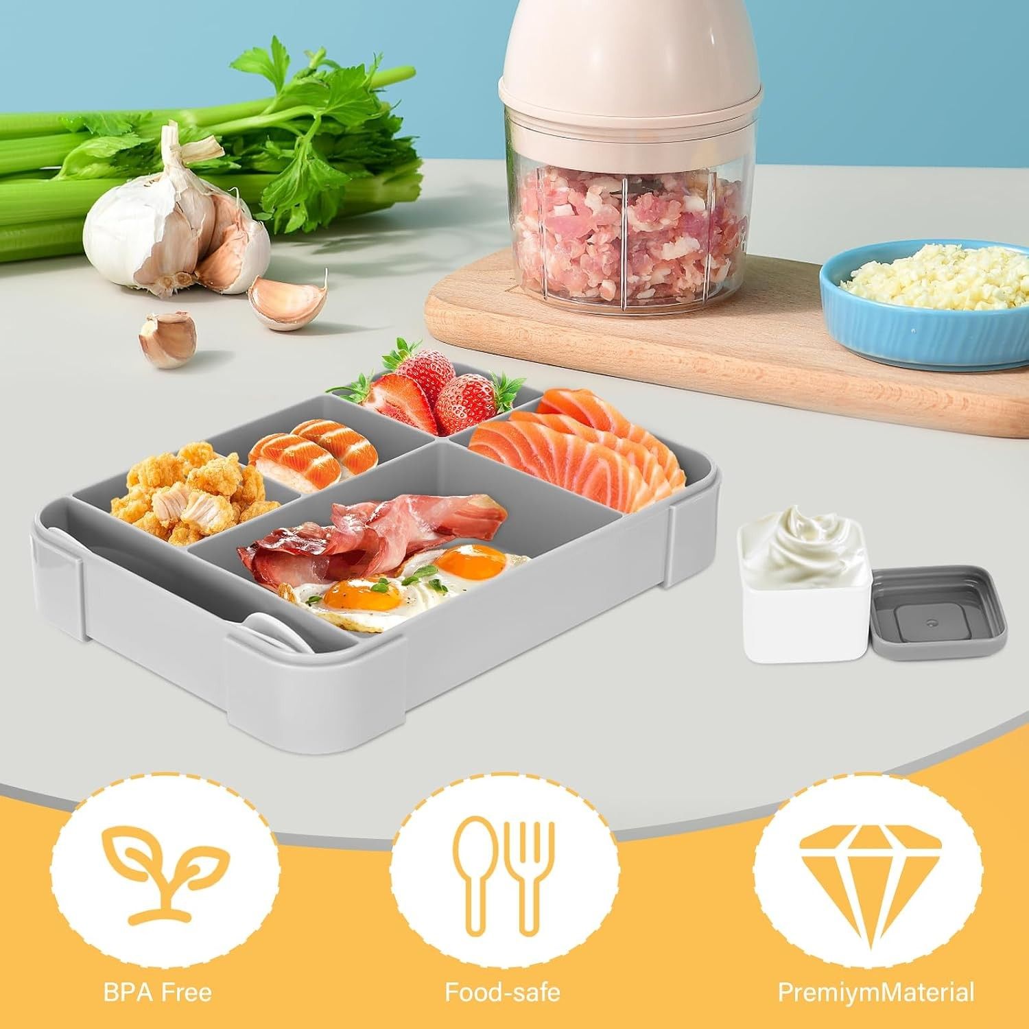 Bento Box 1330Ml 6 Przegródek Szczelne Bpa Dzieci Mikrofalówka Zmywarka ...