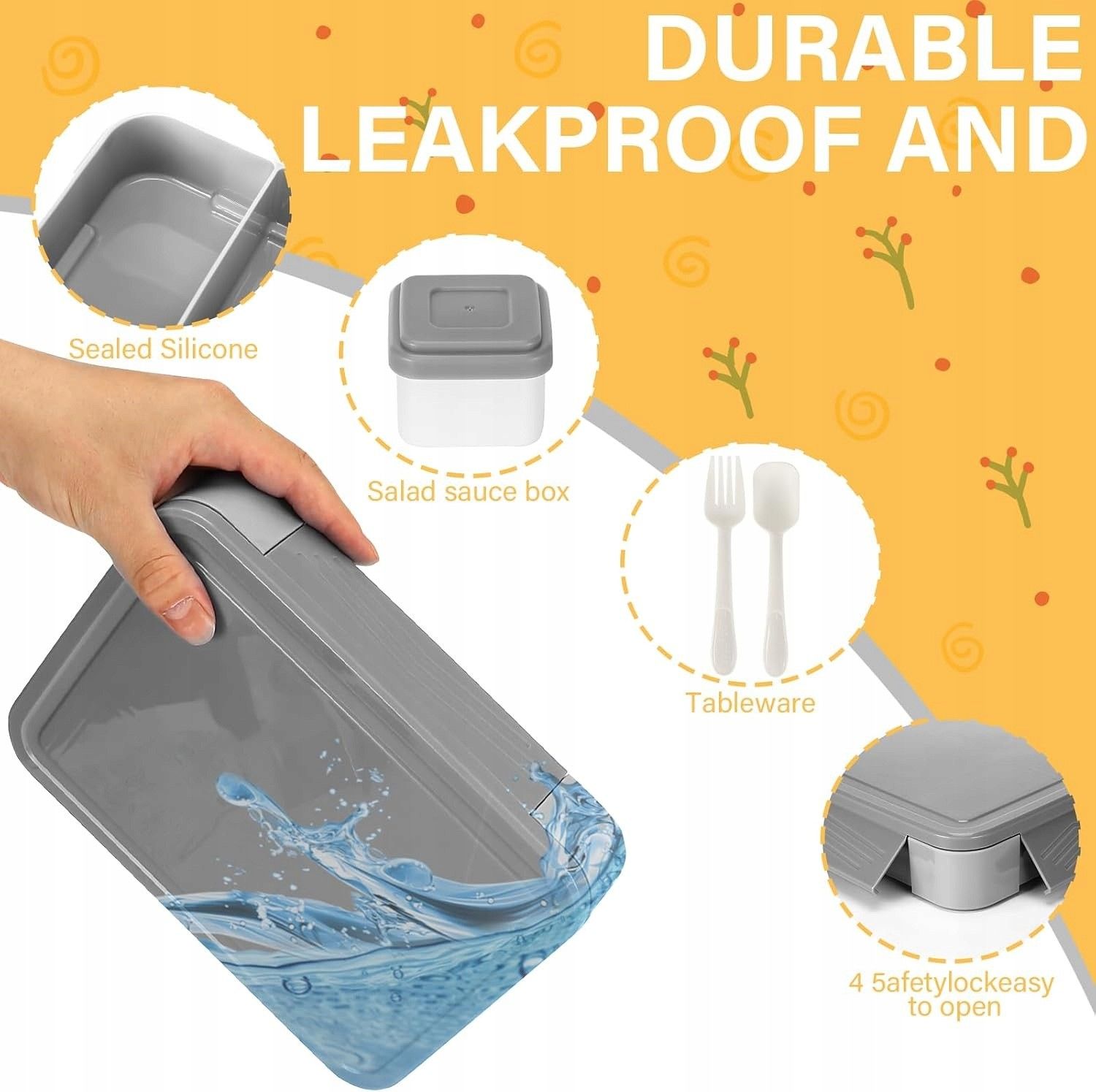 Bento Box 1330Ml 6 Przegródek Szczelne Bpa Dzieci Mikrofalówka Zmywarka ...