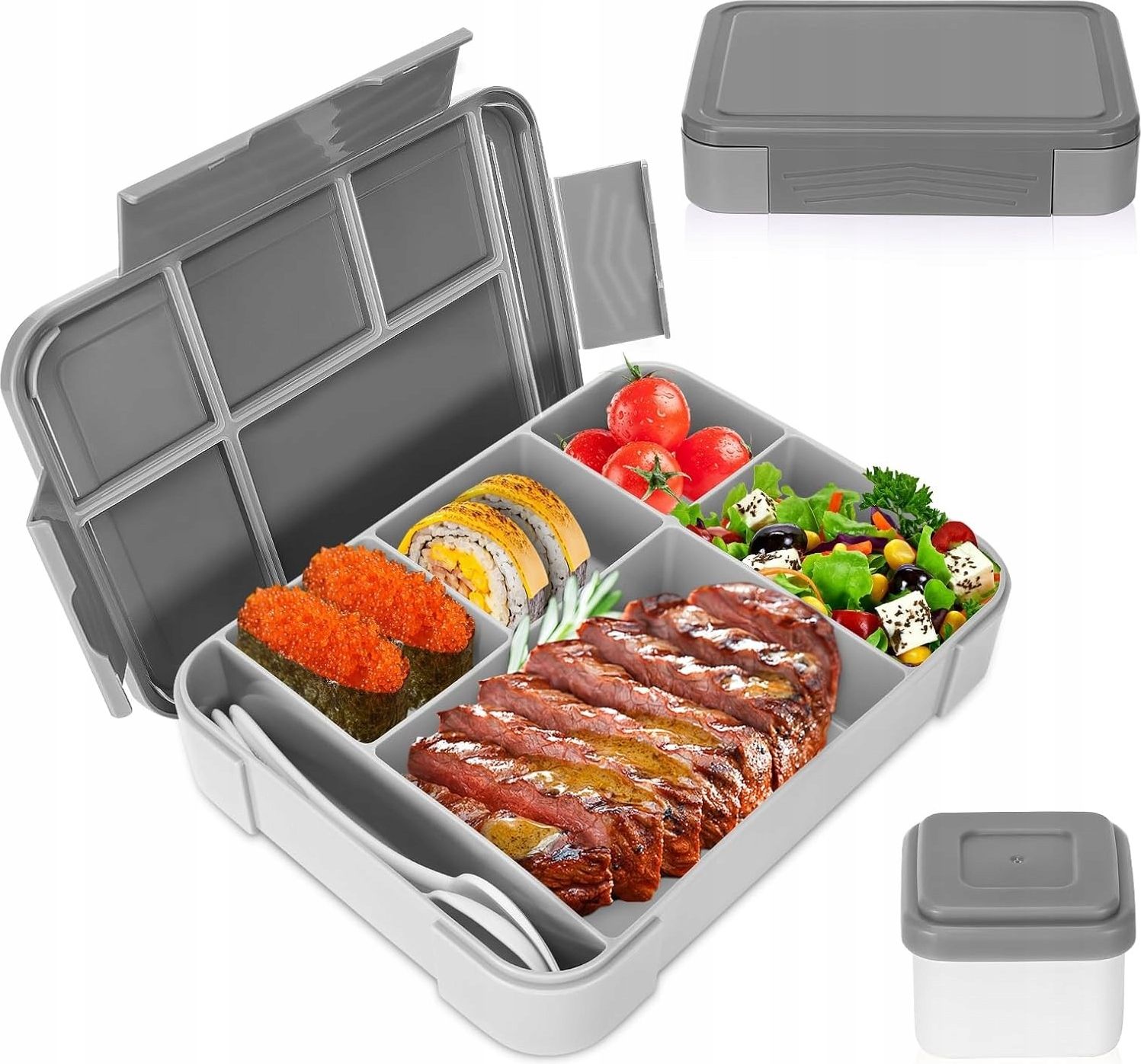 Bento Box 1330Ml 6 Przegródek Szczelne Bpa Dzieci Mikrofalówka Zmywarka ...