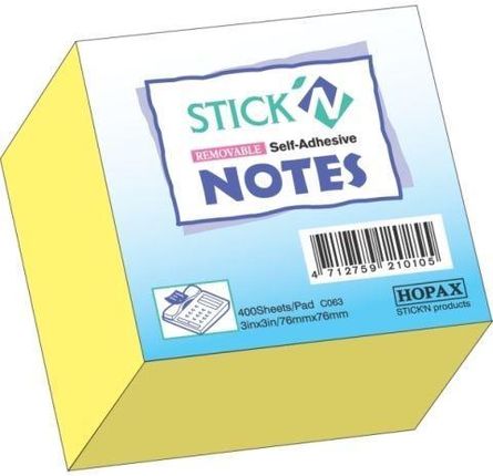 Stick'N Notes Samoprzylepny Żółty Neonowy 400 Kartek 76X76 Mm