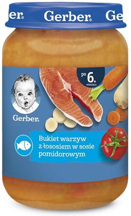 Gerber Obiadek Bukiet Warzyw Z Łososiem W Sosie Pomidorowym dla niemowląt po 6 Miesiącu 190g