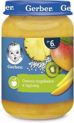 Gerber Deserek Owoce Tropikalne Z Tapioką dla niemowląt po 6 miesiącu 190g