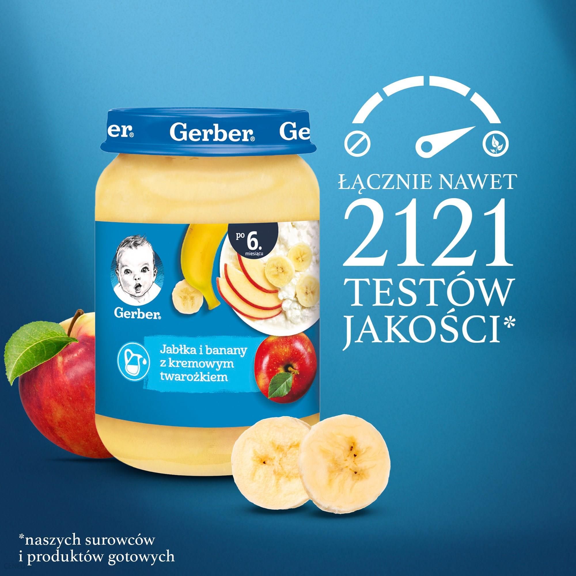 Gerber Deserek Jabłka I Banany Z Kremowym Twarożkiem dla niemowląt po 6 Miesiącu 190g
