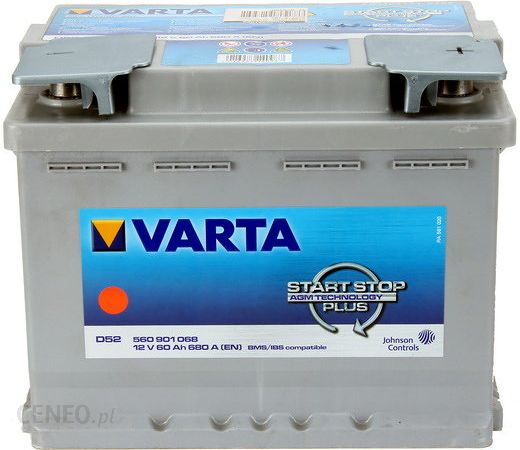 BATERÍA VARTA AGM D52 START STOP 60AH 680A