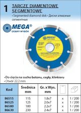 Zdjęcie MEGA TARCzA DIAMENTOWA SEGMENTOWA śREDNICA 180mm 86580 - Warta