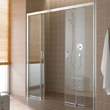 Drzwi prysznicowe Kermi Atea przesuwne bez progu, 4-częściowe, szkło przezroczyste z kermiClean, profile białe 180x200 ATD4B180202PK - zdjęcie 1
