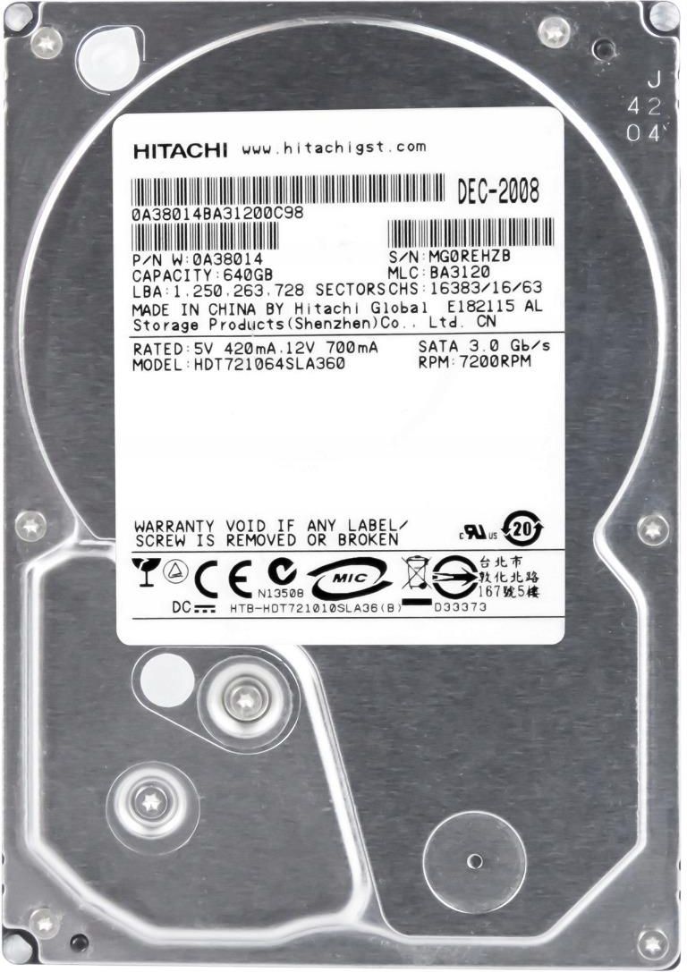 Hitachi Deskstar hdt721064sla360ハードドライブ