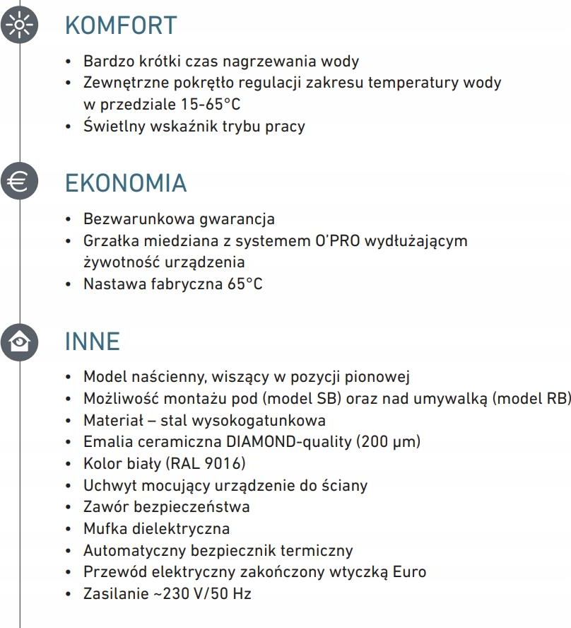 Pojemnosciowy podgrzewacz wody Atlantic Opro Small 15L (821182 ...